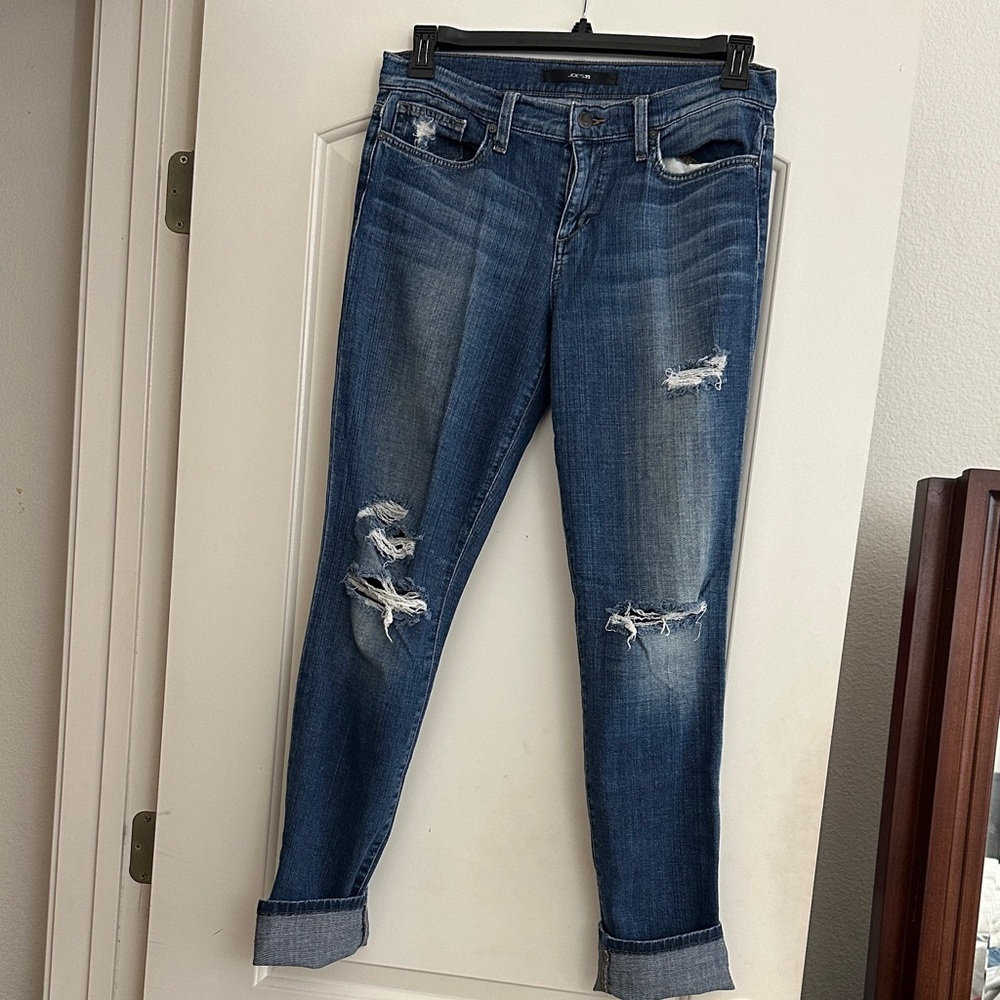 Joe's Blue Distressed Straight Leg Jeans